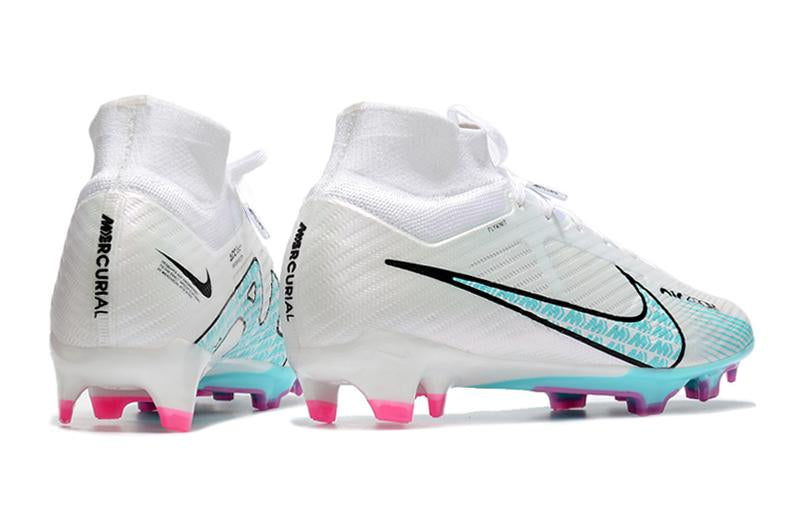 Chuteira Nike Air Zoom Mercurial Superfly IX Elite Campo - Branco e Azul